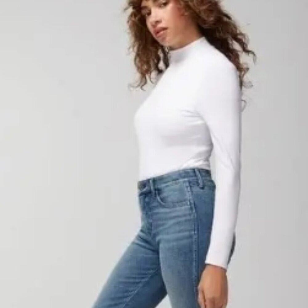 SOMA Body Ribbed Mock-Neck Bra Bodysuit Optic White S